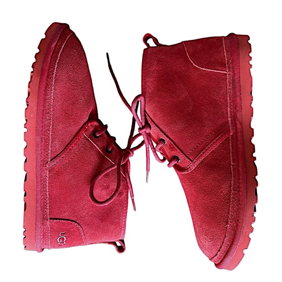 UGG Neumel Red Suede Boots Shoes Size 9US Lace-Up Round Toe Winter - Picture 4 of 11